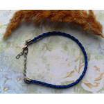 Браслет для бусин Pandora Style кожаный плетенный синий